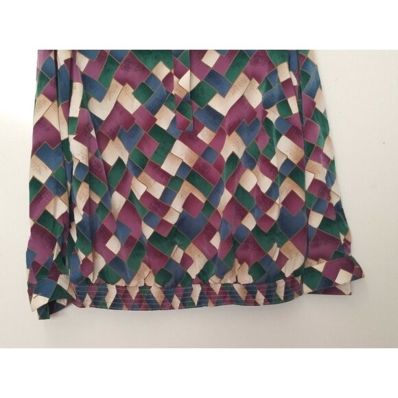 Womens Geometric print Shirt top 20W 2X multicolor ALFRED DUNNER collar buttonup - Picture 4 of 9